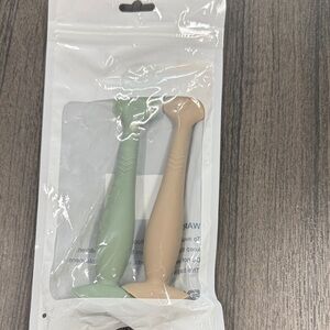 Green and Beige Silicone Baby spoons. Brand new!